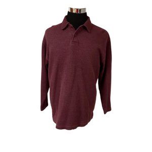 Brandini Mens Large Purple 2 Button Henley Long Sleeve Pullover Sweater